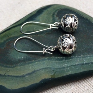 SALE Silver Ball Earrings Silver Bali Earrings Boho Dangle Earrings Bohemian Drop Earrings Silver Boho Earrings Bali Jewelry image 6