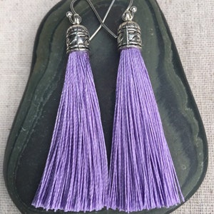 Light Purple Tassel Earrings - Lavender  - Lilac Purple Earrings - Long Purple Earrings - Lavender Statement Earrings Gifts For Her