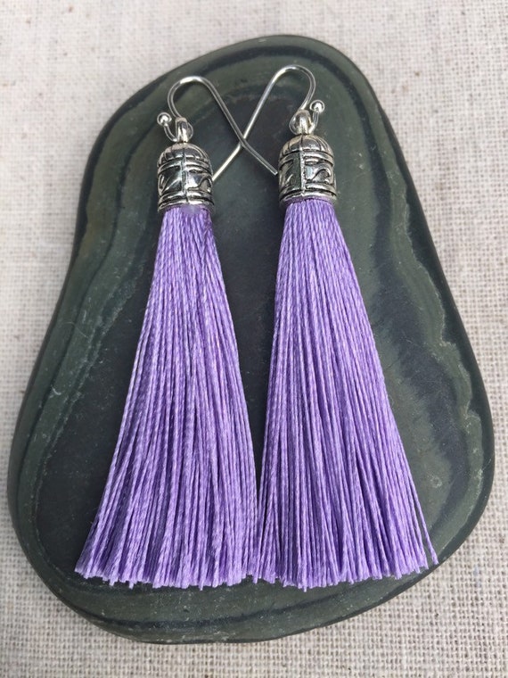 Purple Stone Studded Oxidized Earrings Jewelry 381JW33