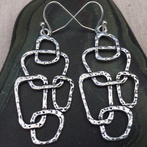 SALE - Silver Geometric Earrings - Modern Silver Earrings - Minimalist Silver Earrings - Modern Dangle Earrings - Geometric Drop Earrings