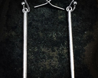 Silver Stick Earrings - Long Silver Earrings - Silver Tube Earrings - Modern Silver Earrings - Minimalist Silver Earrings - Mod Earrings