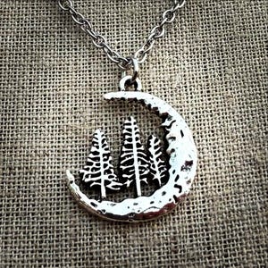 Mystic Moon Necklace - Magical Forest Necklace - Boho Nature Necklace - Crescent Moon Necklace - Celestial Necklace - Moon Jewelry Gifts
