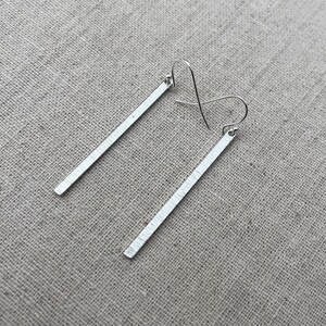 SALE Long Silver Earrings Minimalist Bar Earrings Modern Stick Earrings Skinny Geometric Dangle Earrings Elongated Drop Earrings image 6