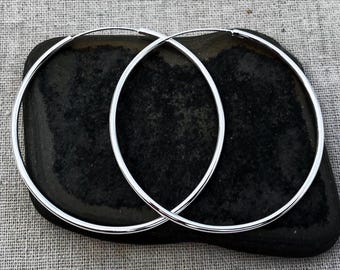 Sterling Silver Hoops - Endless Hoop Earrings - Minimalist Hoop Earrings - Large Modern Hoops - Statement Hoop Earrings - Large Silver Hoops