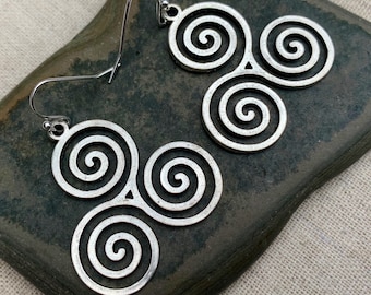 SALE - Triskelion Earrings - Triple Spiral Earrings - Celtic Earrings - Triskelion Jewelry - Celtic Jewelry Gifts - Triple Spiral Jewelry