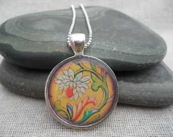 SALE - Yellow Floral Pendant - Yellow Flower Jewelry - Wildflower Necklace - Botanical Jewelry Gifts