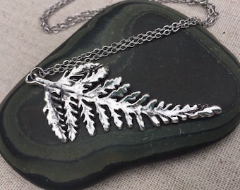 SALE - Fern Leaf Necklace - Big Fern Pendant - Silver Fern Necklace - Fern Leaf Jewelry - Silver Fern Leaf Jewelry - Large Fern Necklace