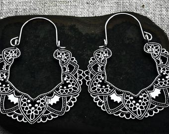 Viktorianische Creolen - Filigrane Creolen - Silber Boho Creolen - Vintage Creolen - Lacey Creolen - Boho Ohrringe - Boho Creolen