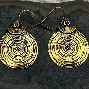 Gold Disc Earrings - Boho Circle Earrings - Round Gold Earrings - Gold Bohemian Earrings - Gold Dangle Earrings - Gold Drop Earrings