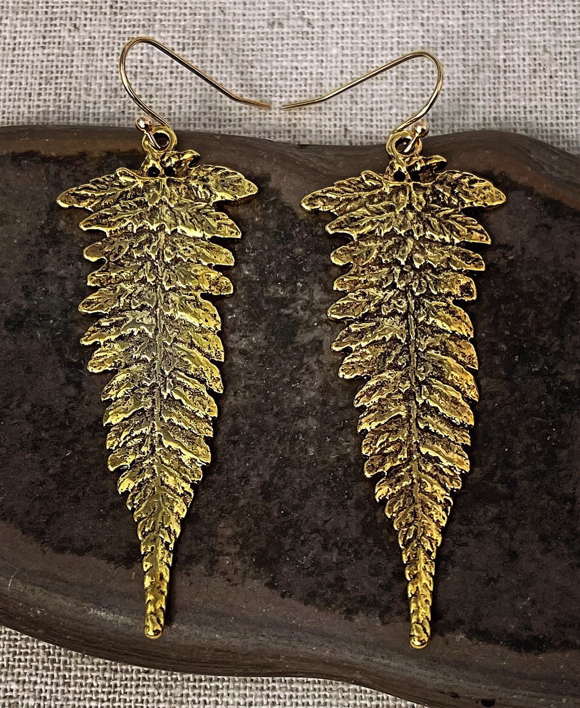 Fern Leaf Earrings - Gold Fern Earrings - Long Fern Earrings