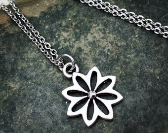 SALE - Little Flower Necklace - Dainty Flower Necklace - Silver Flower Necklace - Small Flower Necklace - Silver Flower Jewelry Gifts