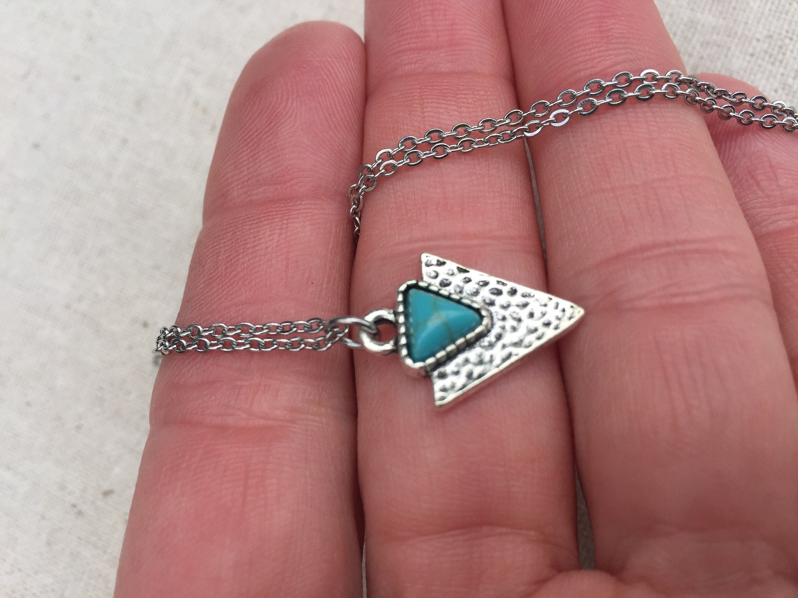 SALE Dainty Turquoise Necklace Silver Turquoise Necklace Etsy