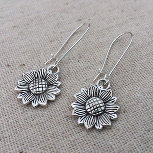 SALE Dangle Sunflower Earrings Silver Sunflower Earrings Sunflower Drop Earrings Sunflower Jewelry Gifts image 4