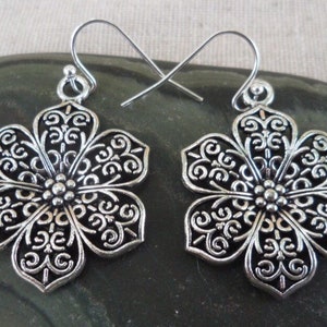 SALE Big Flower Earrings Flower Jewelry Gifts Floral Filigree Earrings Flower Statement Earrings Filigree Flower Jewelry image 1