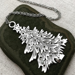 Large Christmas Tree Necklace - Statement Christmas Tree Necklace - Silver Christmas Tree Necklace - Christmas Tree Jewelry Gifts