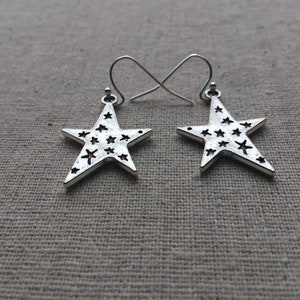 SALE Silver Star Earrings Celestial Earrings Big Star Earrings Star Jewelry Gifts Celestial Jewelry Unique Star Earrings image 7