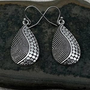 Modern Drop Earrings - Silver Teardrop Earrings - Geometric Dangle Earrings - Mod Silver Earrings - Teardrop Dangle Earrings - Gifts For Her