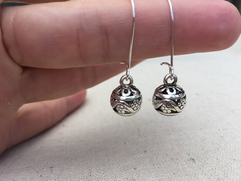 SALE Silver Ball Earrings Silver Bali Earrings Boho Dangle Earrings Bohemian Drop Earrings Silver Boho Earrings Bali Jewelry image 7