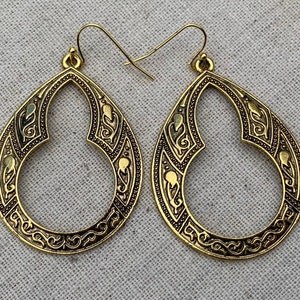 SALE Gold Ethnic Earrings Gold Boho Earrings Large Gold Earrings Gold Moroccan Earrings Gold Hoop Earrings Bohemian Hoops image 2