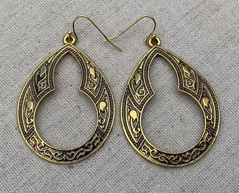 SALE Gold Ethnic Earrings Gold Boho Earrings Large Gold Earrings Gold Moroccan Earrings Gold Hoop Earrings Bohemian Hoops image 2