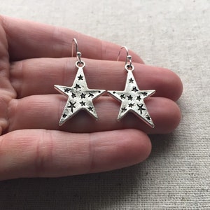 SALE Silver Star Earrings Celestial Earrings Big Star Earrings Star Jewelry Gifts Celestial Jewelry Unique Star Earrings image 8