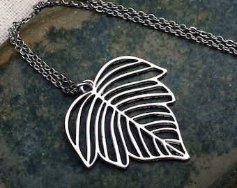 SALE - Silver Leaf Necklace - Delicate Leaf Necklace - Maple Leaf Necklace - Silver Leaf Jewelry - Maple Leaf Jewelry - Leaf Gifts for her