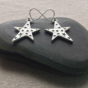 SALE Silver Star Earrings Celestial Earrings Big Star Earrings Star Jewelry Gifts Celestial Jewelry Unique Star Earrings image 4