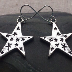 SALE Silver Star Earrings Celestial Earrings Big Star Earrings Star Jewelry Gifts Celestial Jewelry Unique Star Earrings image 1