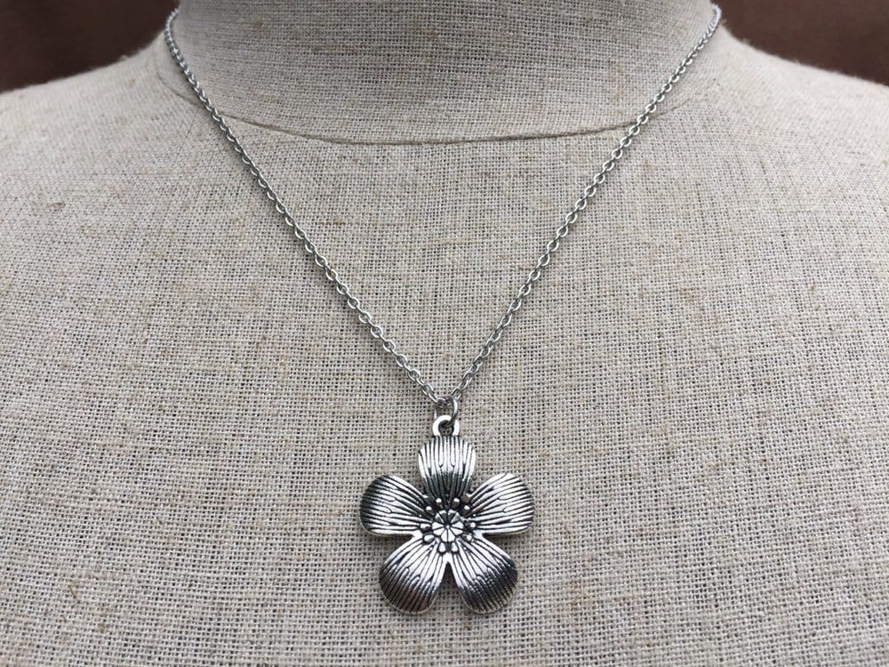 Big Flower Necklace - Silver Flower Necklace - Artisan