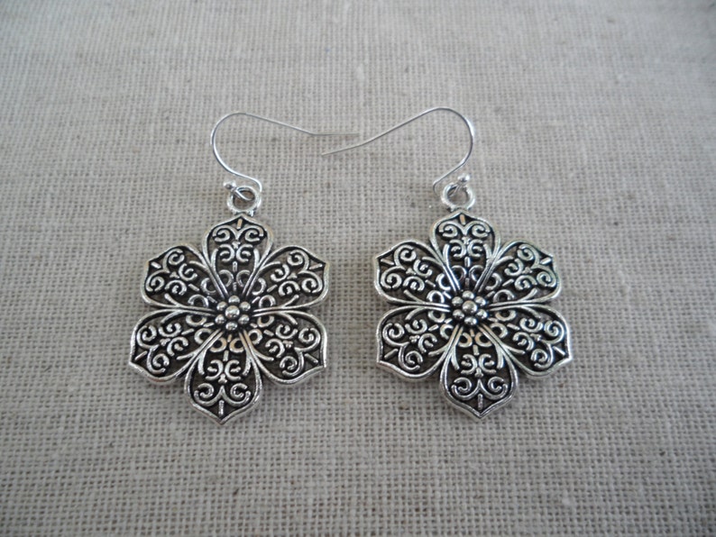 SALE Big Flower Earrings Flower Jewelry Gifts Floral Filigree Earrings Flower Statement Earrings Filigree Flower Jewelry image 4