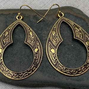 SALE Gold Ethnic Earrings Gold Boho Earrings Large Gold Earrings Gold Moroccan Earrings Gold Hoop Earrings Bohemian Hoops image 1