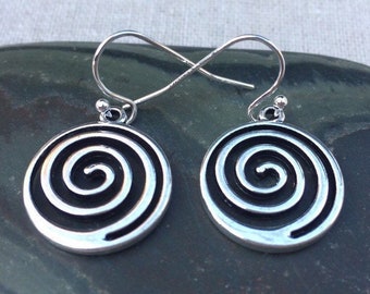 Silver Swirl Earrings - Infinity Earrings - Silver Spiral Earrings - Silver Pinwheel Earrings - Gifts For Her - Swirl Spiral Jewelry
