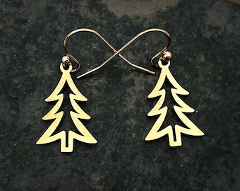 Boucles d'oreilles arbre de Noël - Boucles d'oreilles sapin en or - Boucles d'oreilles sapin - Boucles d'oreilles sapin - Boucles d'oreilles arbre en or - Boucles d'oreilles arbre moderne