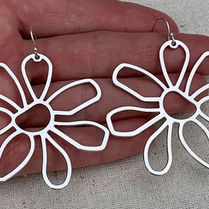 SALE Huge Flower Earrings Large Flower Earrings Big Flower Earrings Modern Flower Earrings Statement Flower Earrings image 2