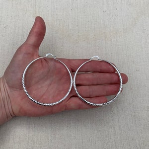 SALE Large Hoop Earrings Big Silver Hoops Modern Hoop Earrings Statement Hoop Earrings Big Modern Hoops Huge Silver Hoops image 10