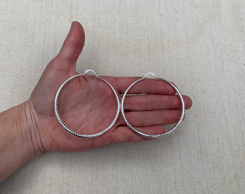 SALE Large Hoop Earrings Big Silver Hoops Modern Hoop Earrings Statement Hoop Earrings Big Modern Hoops Huge Silver Hoops image 10