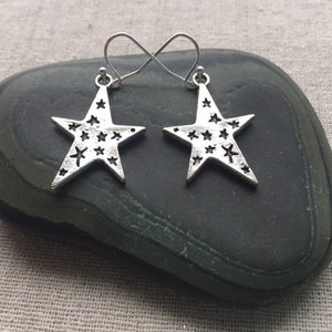 SALE Silver Star Earrings Celestial Earrings Big Star Earrings Star Jewelry Gifts Celestial Jewelry Unique Star Earrings image 2