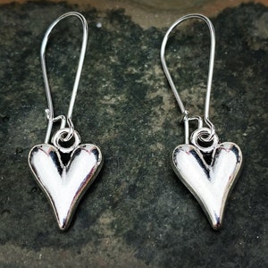 Dainty Heart Earrings - Silver Heart Earrings - Heart Dangle Earrings - Valentines Day Earrings - Valentines Day Jewelry - Gifts For Her
