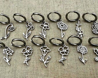 Birth Flower Earrings - Custom Earrings - Personalized Earrings - Birth Flower Jewelry - Birth Flower Gifts - Flower Birthday Gifts For Her