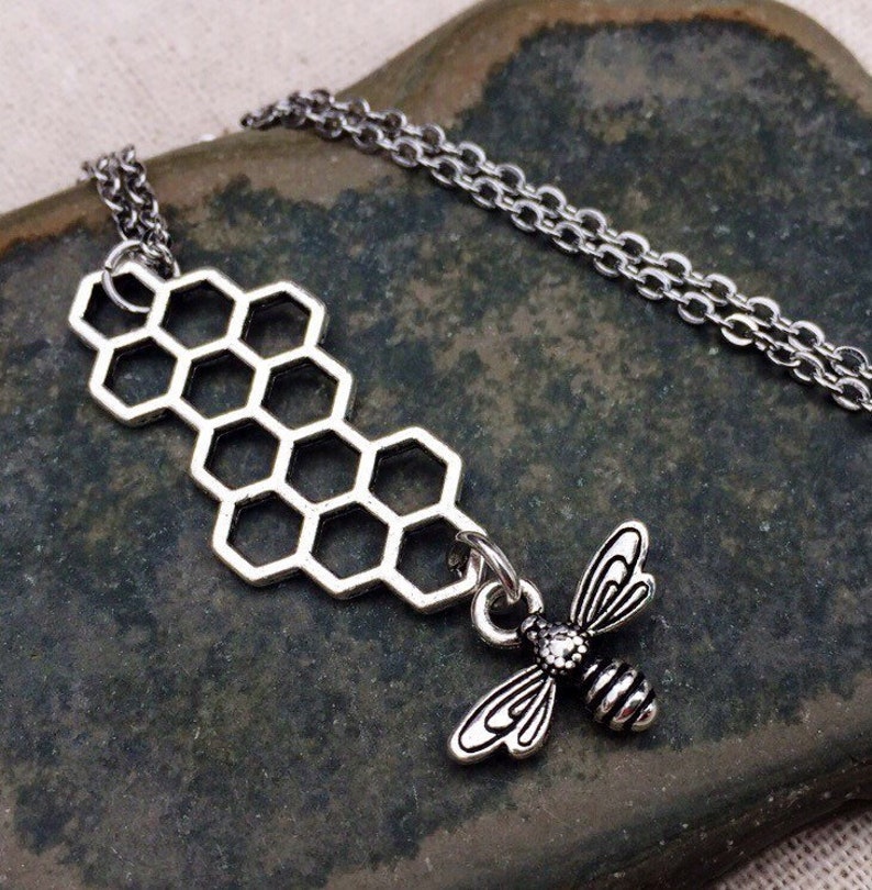 Bee Keeper Necklace Honeycomb Necklace SALE Bee Jewelry Gifts Bee Lover Jewelry Bee Necklace Honeycomb Bee Necklace