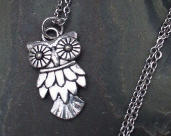 SALE - Silver Owl Necklace - Dainty Owl Necklace - Little Owl Pendant - Owl Jewelry Gifts- Owl Lover Jewelry