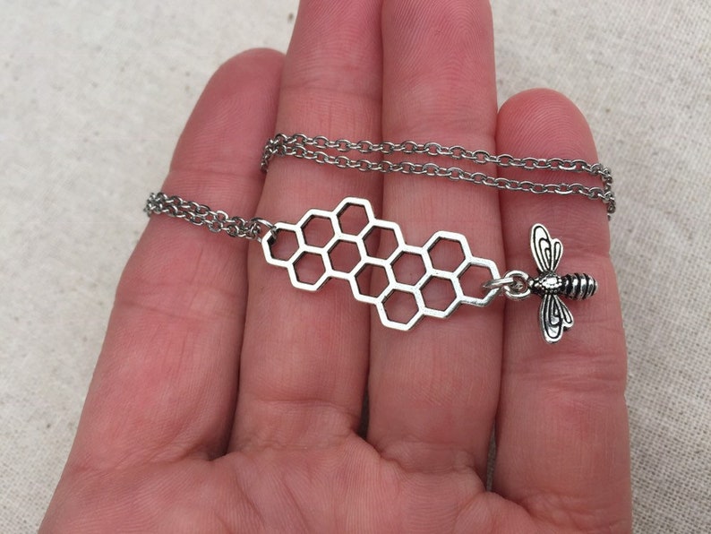 Bee Keeper Necklace Honeycomb Necklace SALE Bee Jewelry Gifts Bee Lover Jewelry Bee Necklace Honeycomb Bee Necklace