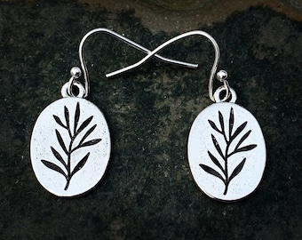 SALE - Modern Plant Earrings - Nature Dangle Earrings - Silver Branch Earrings - Organic Drop Earrings - Minimalist Nature Earrings