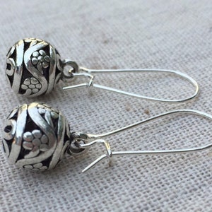 SALE Silver Ball Earrings Silver Bali Earrings Boho Dangle Earrings Bohemian Drop Earrings Silver Boho Earrings Bali Jewelry image 5