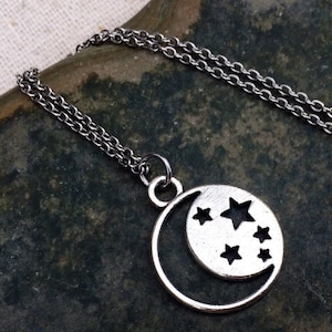 Silver Moon and Star Necklace - Dainty Celestial Necklace - Silver Celestial Jewelry - Moon and Star Jewelry - Celestial Gifts For Her
