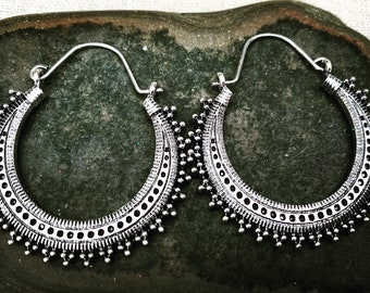 VENDITA - Cerchi d'argento Bali - Orecchini a cerchio Bali - Orecchini Boho Hoop - Cerchi Boho d'argento - Orecchini Boho Hoop - Cerchi Boho d'argento