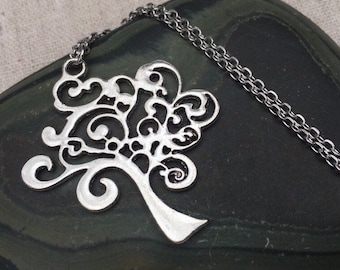 SALE - Whimsical Tree Necklace - Silver Tree Jewelry - Silver Tree Necklace - Unique Tree Pendant - Tree Jewelry Gifts