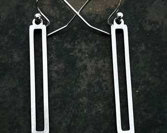 SALE - Stainless Steel Earrings - Modern Dangle Earrings - Minimalist Silver Earrings - Geometric Drop Earrings - Little Modern Earrings