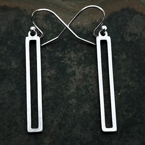 SALE - Stainless Steel Earrings - Modern Dangle Earrings - Minimalist Silver Earrings - Geometric Drop Earrings - Little Modern Earrings