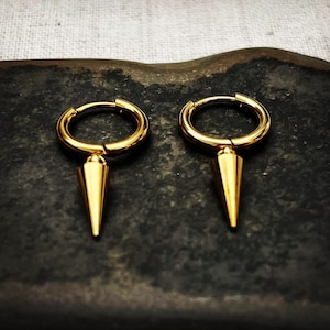 Dainty Gold Spike Huggies - Gold Spike Hoops - Spike Huggie Hoops - Tiny Spike Earrings - Dainty Huggie Hoops - Tiny Gothic Punk Earrings